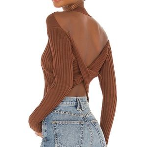Majorelle Lacie Twist Back Top in Chocolate Brown